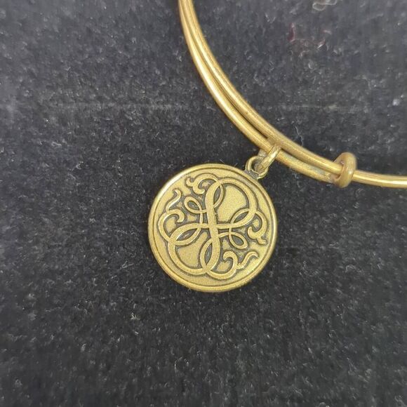 Alex and Ani Path of Life Charm Bangle Bracelet Antiqued Gold Tone Finish - Picture 2 of 5
